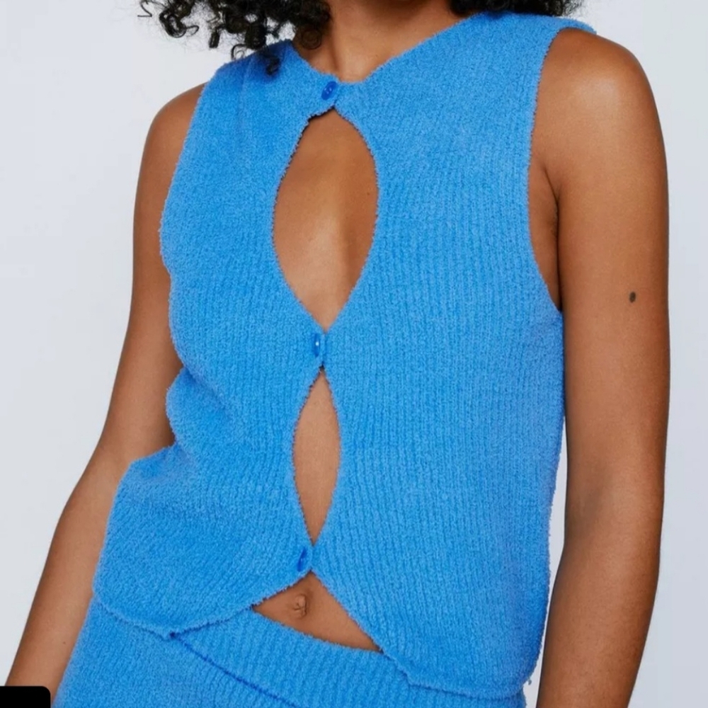Nasty Gal Blue Cut Out Tank Top Size L